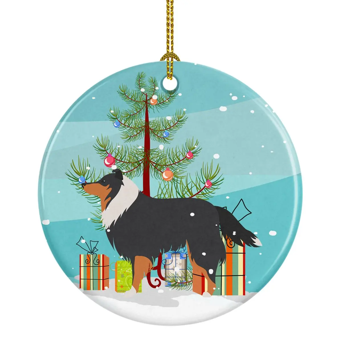 Sheltie & Shetland Sheepdog Merry Christmas Tree Ceramic Ornament