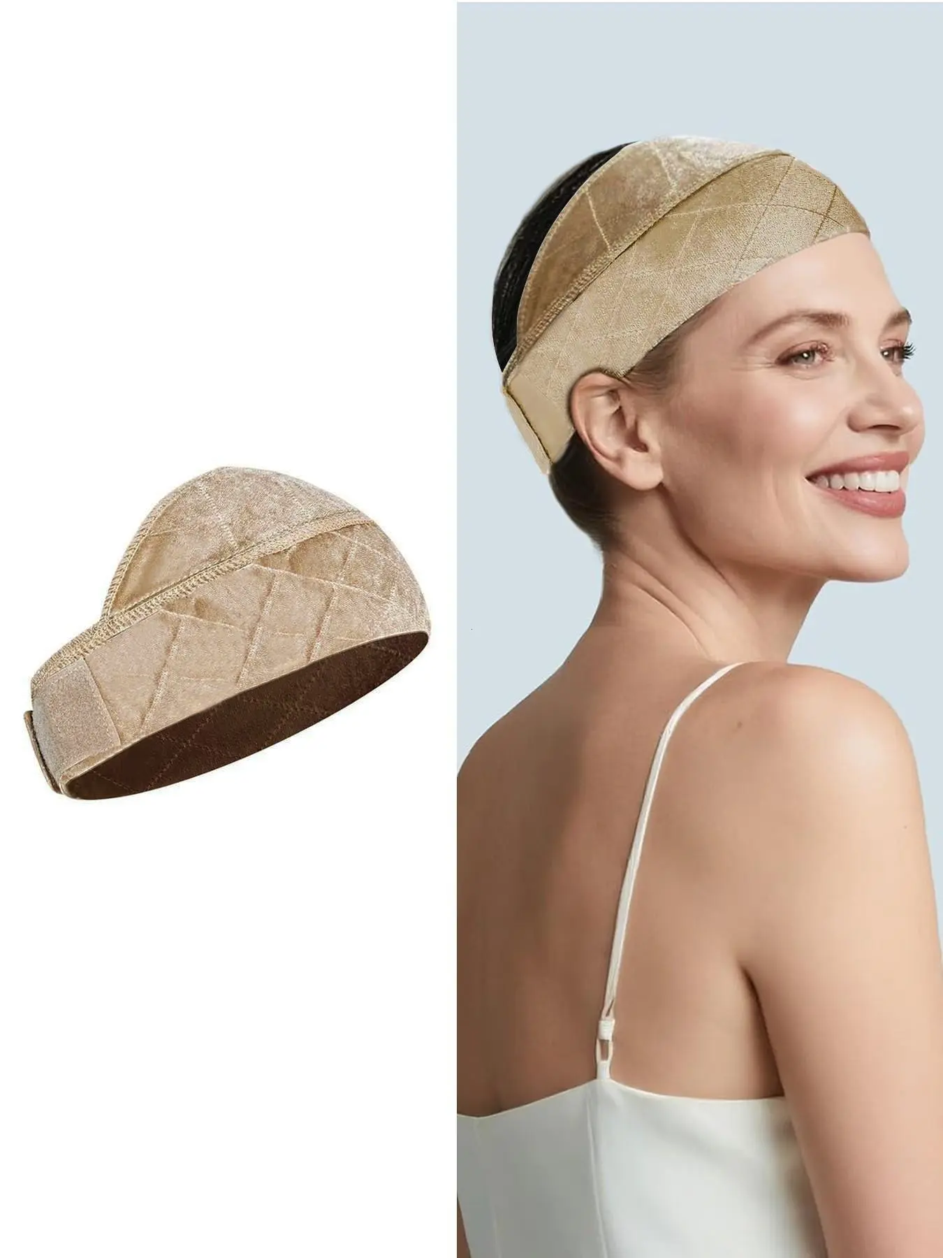 Wide Wig Grip Cap for Glueless Wigs, 2-In-1 Non Slip Wig Caps with Velvet Wig Grip Band, Nude Color, 1 Piece, Ideal for Women, Ease of Use, Glueless Option, Convenience