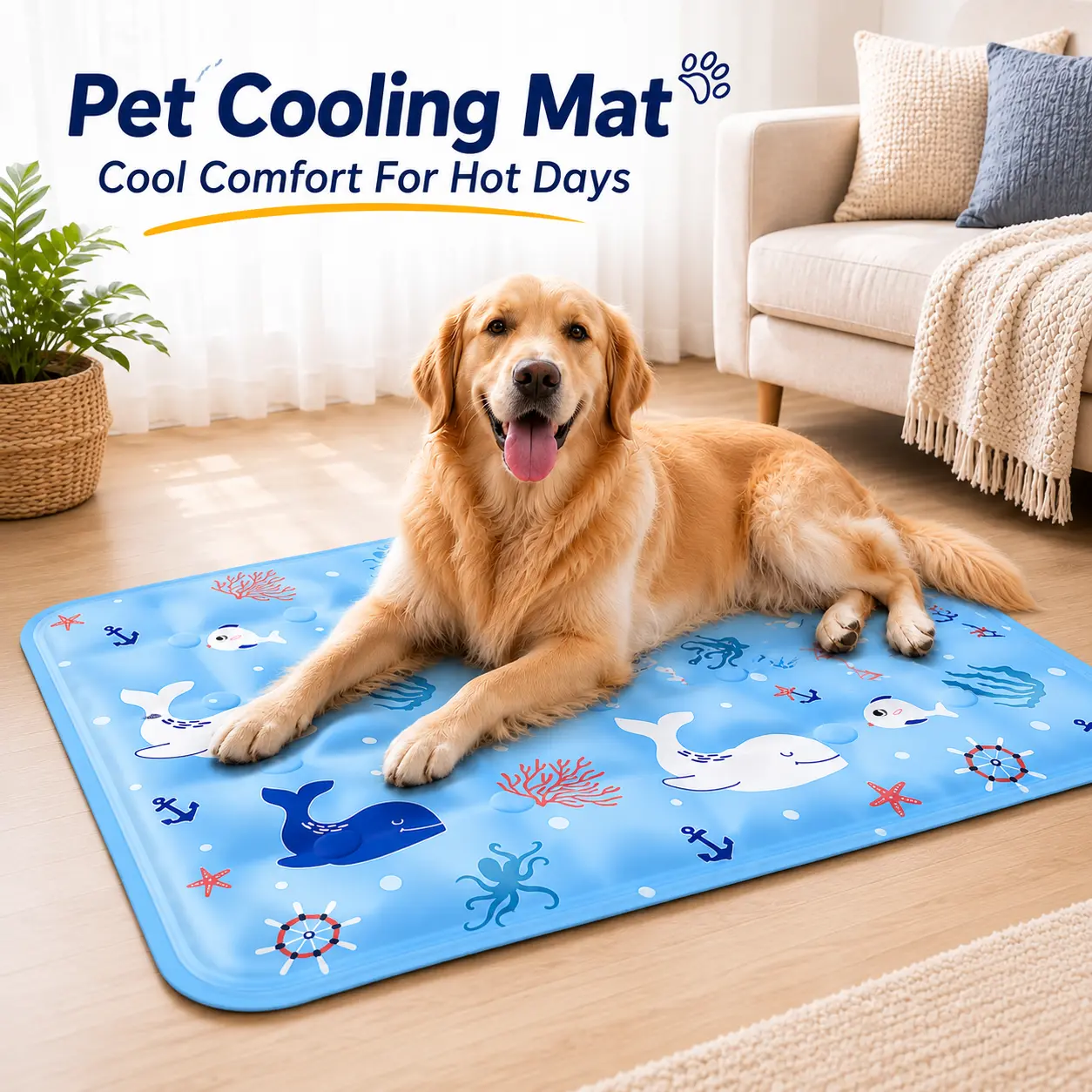 Water Filled Pet Cooling Mat, Reusable Anti-Scratch Cool Pet , Anti-Slip Bottom, Non-Slip Summer Crate Bed  for Hot Sleeper, Washable Pet Physical Cooling Bed for Dogs & Cats, Indoor Home Use, Indoor Outdoor Pad Mat, Trending Pet Products