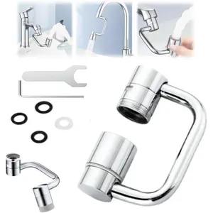 Stainless steel rotatable faucet aerator extender, convenient for full-angle control, 1440° rotating faucet aerator extender, suitable for kitchen and bathroom sink faucet spray attachments, with 2 splash-proof modes, 1pc
