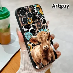 Phone Case for iPhone 17 16 Pro Max 15 Plus 14 13 12 11 Air XS XR E Western leopard cow Liquid Silicone Camera Protection Ultra Thin Soft Phone Cover Gift