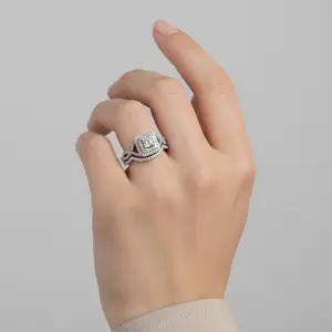 14K White Gold Diamond Engagement & Wedding Ring Set - 0.62ct