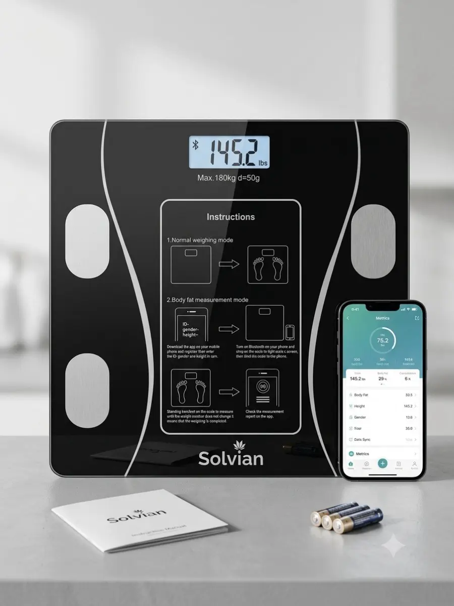 Solvian bluetooth bathroom scale digital