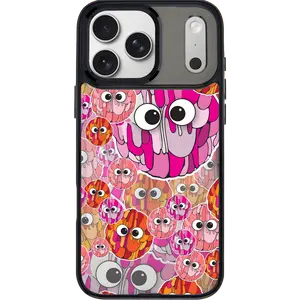 THE HOOD Pink Atom GoldenSnap Magnetic Interchangeable Protective Phone Case Compatible with MagSafe, Cute Pink Heart & Bow Print Case for iPhone 17 Pro Max / iPhone 17 Pro / 17 / Air / 16 Pro Max / 16 Pro / 15 Pro Max / 15 Pro