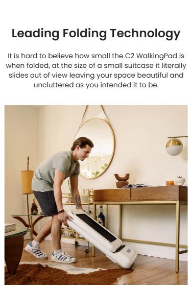Walking Pad C2 Foldable Under Desk Treadmill For Home&Office, Lightweight, 12Month Warranty