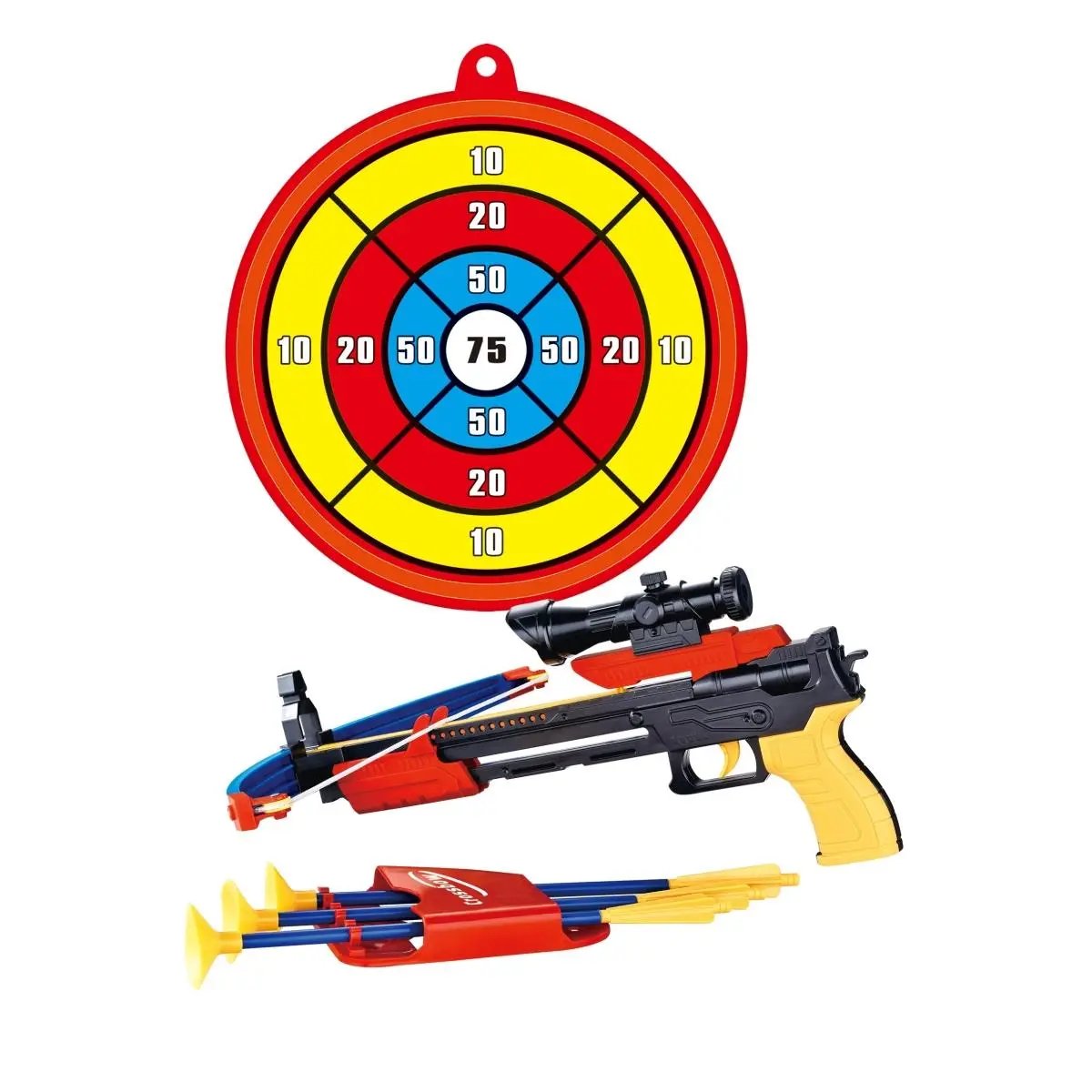 212 MAIN Beginner-Safe Handheld Archery Crossbow Dog Toy 1 Set - Durable for Beginner Archers, Includes Suction Cup Arrows, Bow, Target, Scope, Safe for Indoor-Outdoor Play