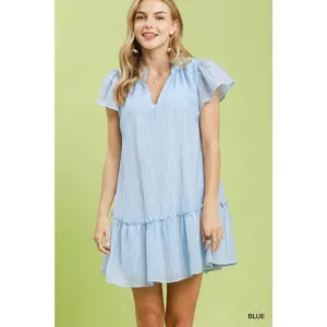 Umgee Textured Ruffle Hem Mini Dress
