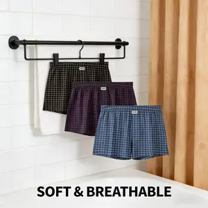 Men's Boxer Shorts Underwear Soft Comfortable Breathable Classic Casual Loose Stretch  cotton Short (3 Pack) Menswear Elastic Cooling underpants plaid Briefs Socks  Operator