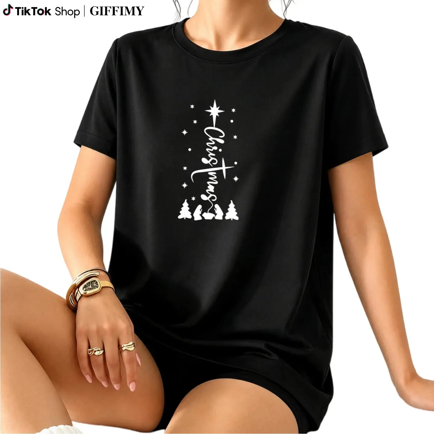 MERRY CHRISTMAS Letter Print Comfortable T-Shirt Cute Home Wear Sportswear Outdoor Wear Work Party T-Shirt T-Shirt Printed T-Shirt