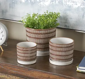 Brown Ceramic Patterned Planter
