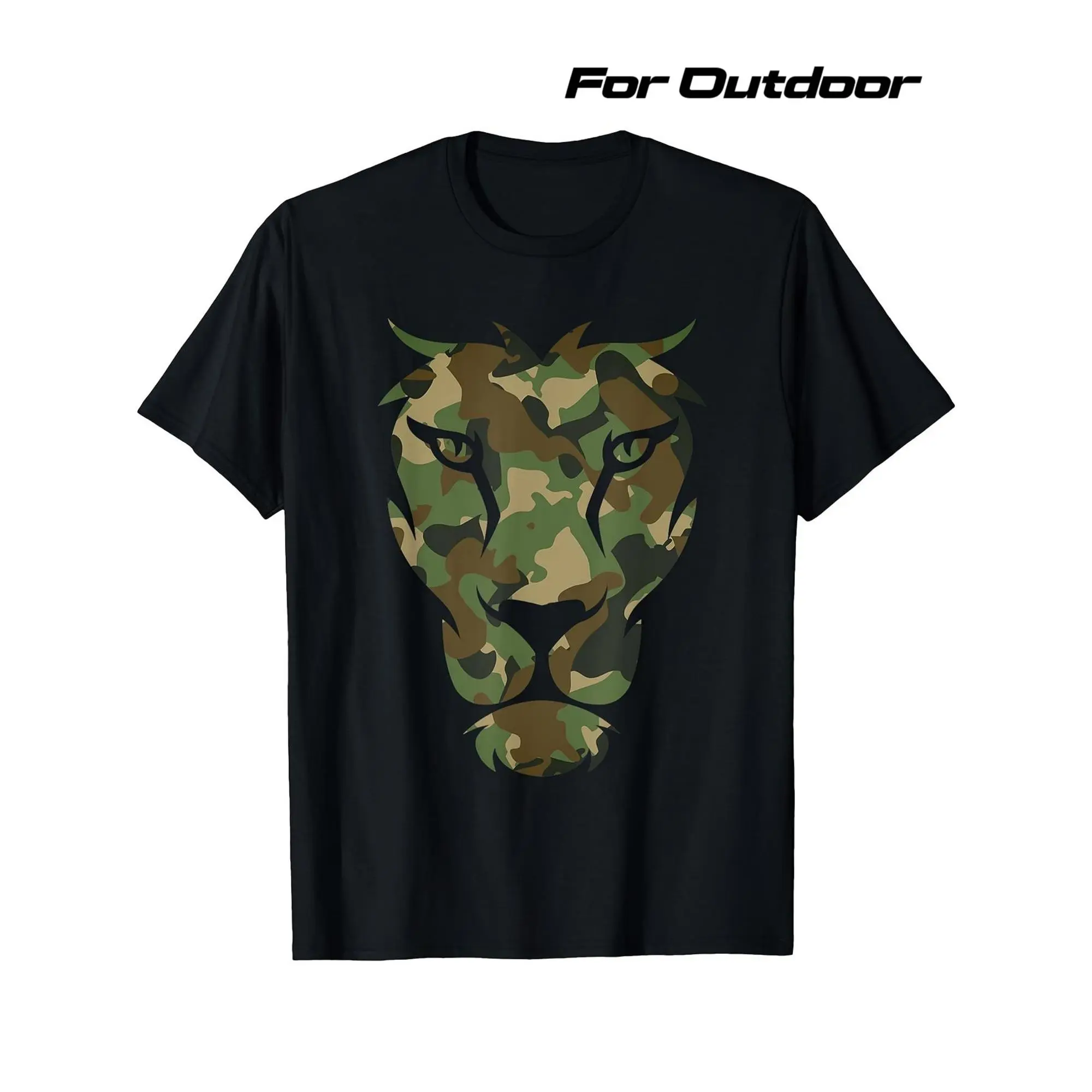 Men'S Camouflage Lion T-Shirt - Made from  with a Camo Design in Green, Brown, Beige, Gray, And Black. This Short-Sleeve Round Neck Tee Is Available in Sizes S to XXXL, Perfect for Outdoor Casual Wear And Makes an Excellent Gift for Fathers