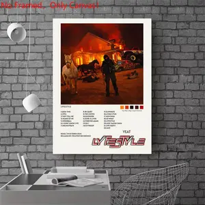 1 piece/set frameless canvas painting print poster, Popular hip-hop culture Characters realism art，Yeat - Lyfestyle Album Cover，a perfect gift for Rap Music loves, ideal gift for bedroom, living room, dorm hallway, kitchen, mural, wall decoration, room