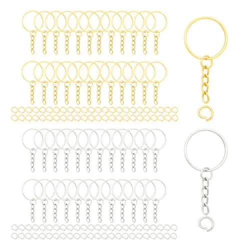 25pcs Silver+25pcs Golden 1 inch keychai