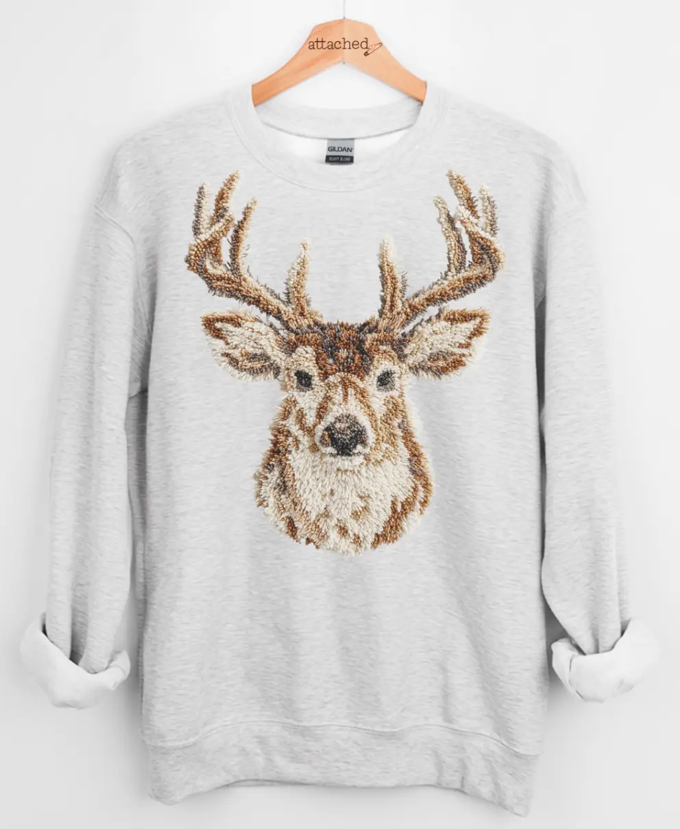 Faux Yarn Deer Graphic Top Faux Yarn Deer Graphic Top