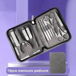 BeautyDAO Manicure Combo Gray 15 Piece Set, Stainless Steel Nail Clippers, Nail Manicure Kit, Pedicure Tools, Suitable for Travel Manicure Tools, Nail Care Kit You deserve it