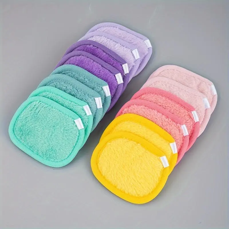 7pcs Flannel Multi Color Square Reusable Makeup Remover Pad Washable Facial Cleansing Puff