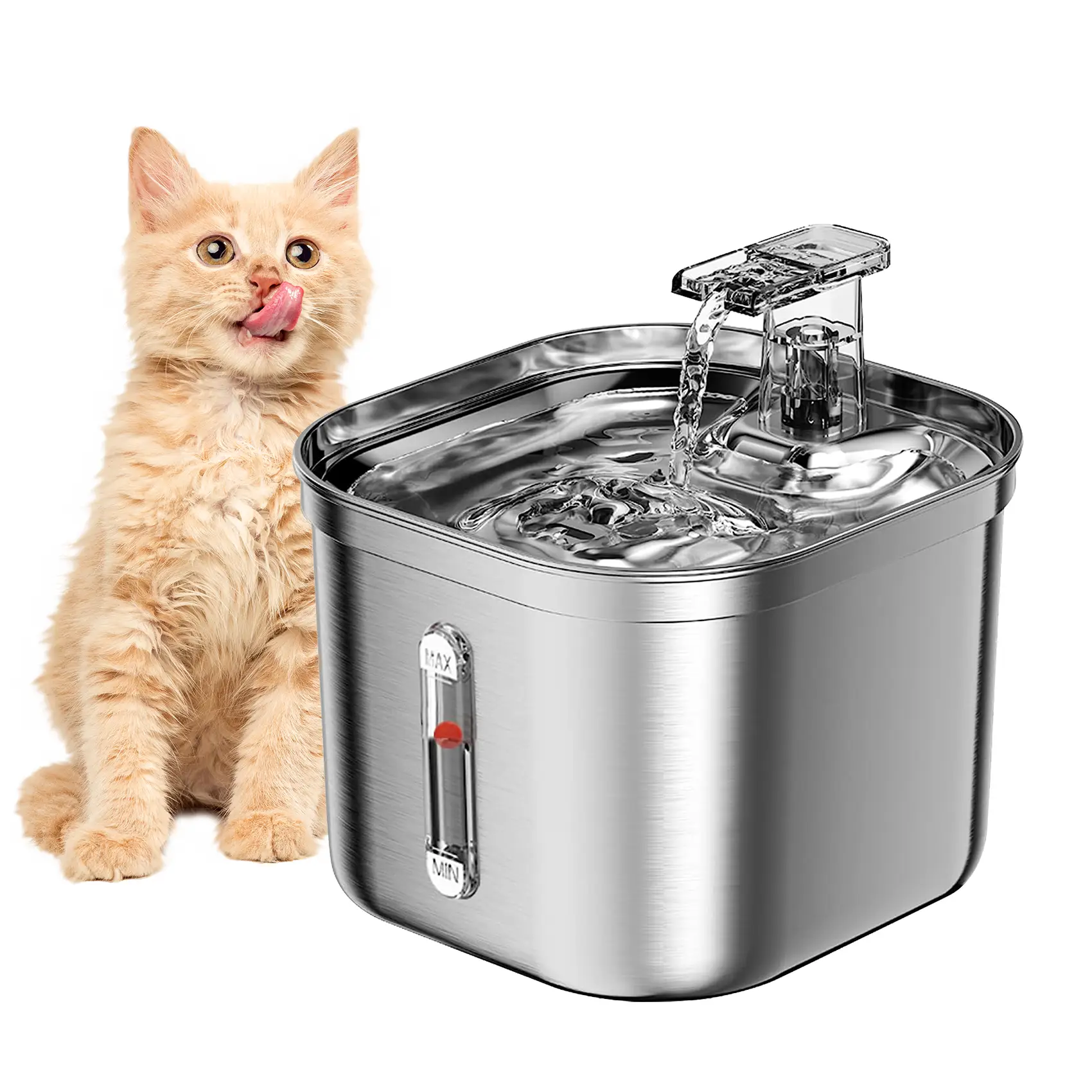 Upgraded Stainless Steel Pet Water dispenser - Food grade stainless steel material, advanced filtration technology, ultra-quiet operation and 2.2L cap