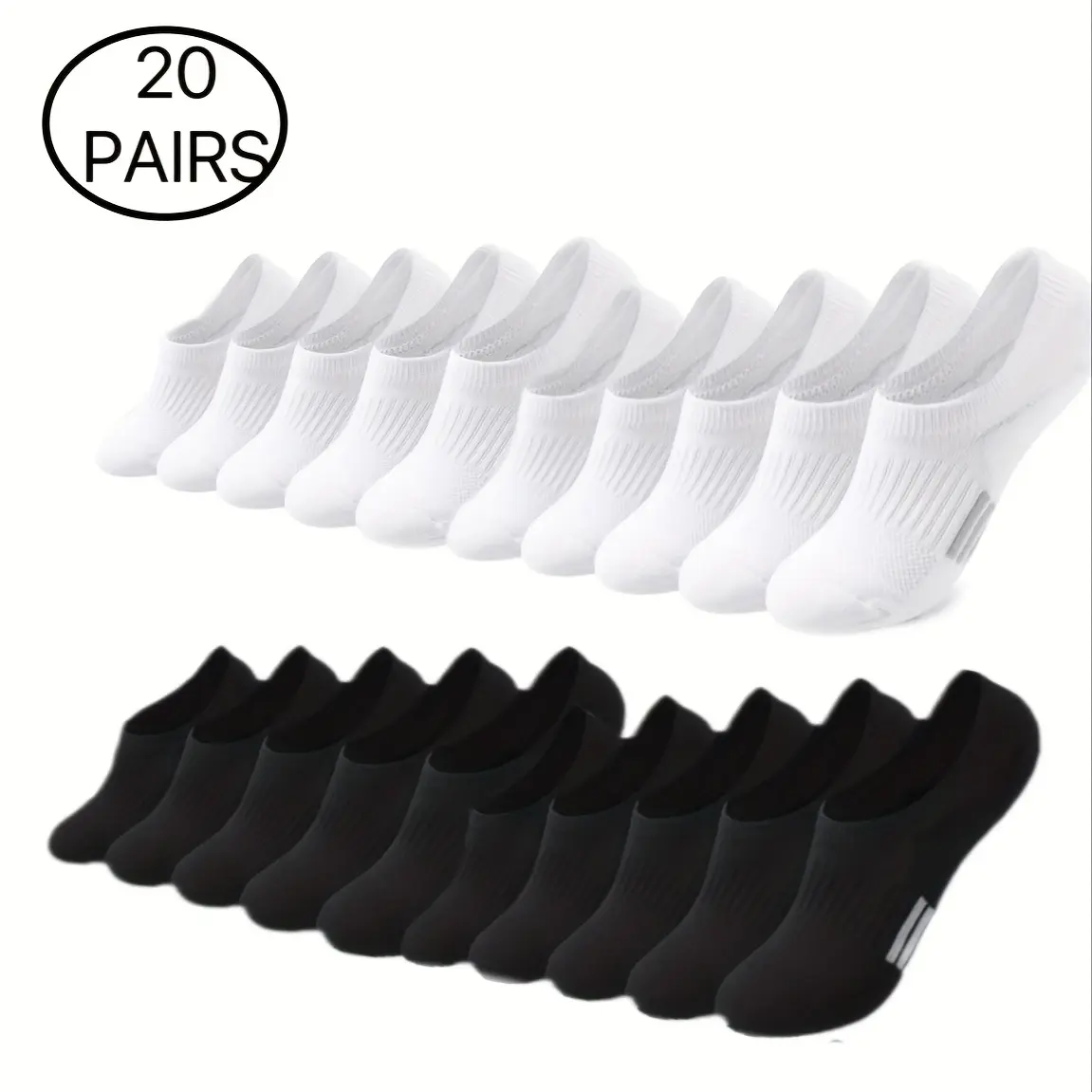 Multi-color - Black 10 Pairs + White 10 Pairs