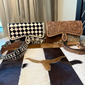 Small Leather Crossbody Bag with Unique Checkerboard & Floral Designs for Everyday Use