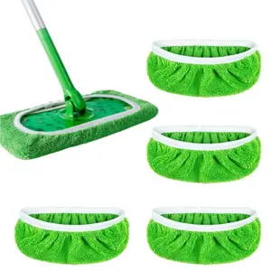 4 Pack of Reusable Mop Pad, Heavy Duty Scrubby Microfiber Mop, Compatible with Swiffer Sweeper, Cover Multi-Surface Cleaning Wet Dry Refills Household Items