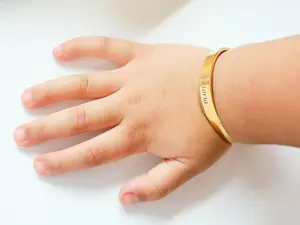 Personalized Kids Name Cuff Bracelet, 18K Gold plated over stainless steel, engraved, non tarnish