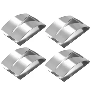 4 Pieces Self Adhesive Towel Hook Holder Grabber, Stainless Steel Kitchen Dish Towel Hook Wall Mount Non-Drilling for Christmas New Year Home Use