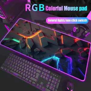 black Glowing RGB Mouse Pad Design XXL Large Gaming 1000×500mm 900×400mm - Thick, Non-Slip Rubber Base Desk Mat with Precision Stitched Edges - Washable Large Desk Pad Gaming Mouse Pads