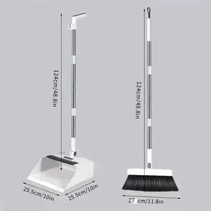 3-Piece Household Broom Set, Floor Brush and Dustpan Combo, Thickened Sweeping Broom, Long Handle Brush and Dustpan, Non-Stick Hair Cleaning Tool