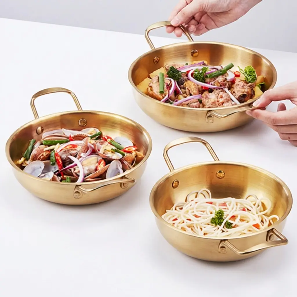 3-Piece Korean Ramen Pot Set with Durable Handle, Stainless Steel Pans, Cookware, Ideal for Soup, Pasta, Ramen, Dishwasher Safe
