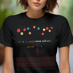 Funny Python Code Ugly Graphic T-shirt Geeky Christmas Tee Programmer Humor Gift Unique Holiday Apparel Data Driven Christmas