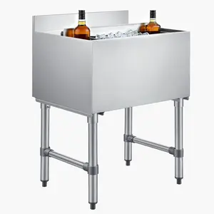 VEVOR Commercial Ice Bin, 82.9 Qt Max Capacity, 30x 19x 33 Inch Stainless Steel Ice Chest with Sliding Lid and Bottle Holders, Cooler Cart Cocktail Unit for Bar Restaurant Pub, NSF Certified