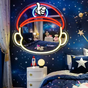 Retro Gamer Neon Mirror LED Wall Decor for Game Room Gaming Setup Bedroom