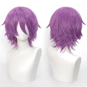 Short Wavy Bob Synthetic Wig with Air Bangs Heat Resistance Shoulder Length Curled 14inch Wigs for Daily Use Cosplay for Women