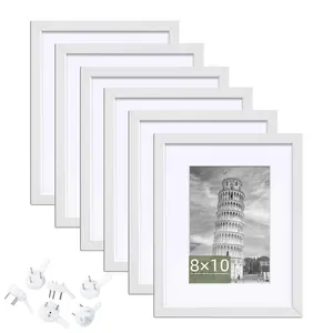 8x10 Picture Frame Set of 6, 8x10 White Picture Frame Wood Display Pictures 5x7 with Mat or 8x10 Without Mat. Wall Hanging Photo Frame or Tabletop Display Gallery Frame