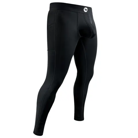 Men's 28in Nylon Thermal Base Layer Leggings - Super Stretchy, Spandex Tight Fit with Real Pouch, Moisture Wicking, Machine Washable Skinny Bottoms for Gym, Running (1pk, Black)