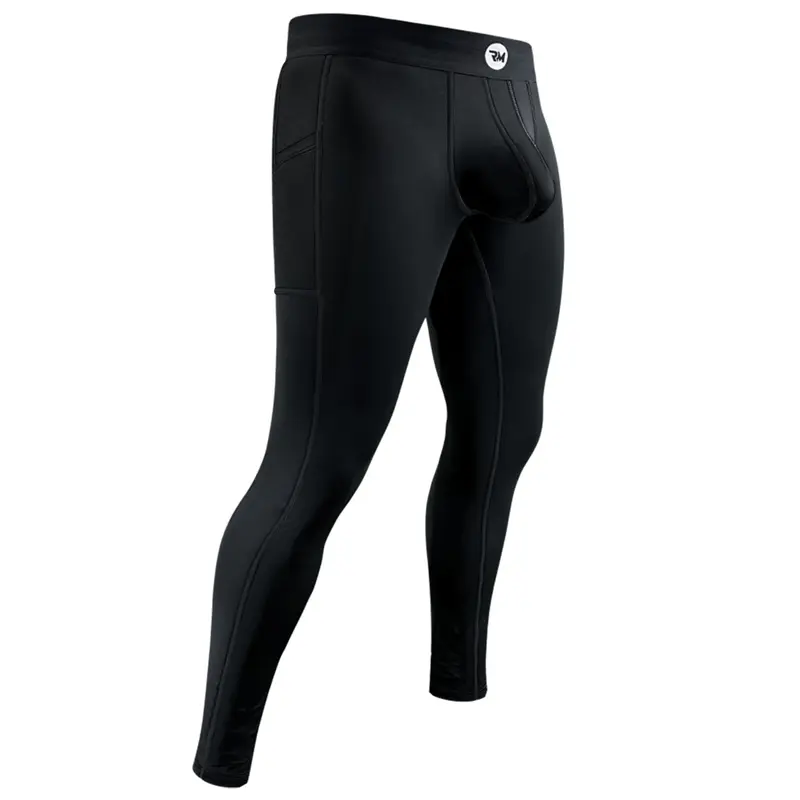 Men's 28in Nylon Thermal Base Layer Leggings - Super Stretchy, Spandex Tight Fit with Real Pouch, Moisture Wicking, Machine Washable Skinny Bottoms for Gym, Running (1pk, Black)