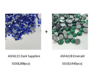 ASFA Highest Quality Glass Dark Sapphire And Emerald Hot Fix Rhinestones For Jewelry Brooch Apparel Embellishments