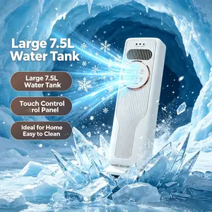 7.5L Large Water Tank Tower Air Cooler Touch Control Evaporative Cooling Fan Easy Clean Ice Crystal Cooler Vertical Standing Water Cool Fan For Home Bedroom Office Dorm Indoor Summer Use