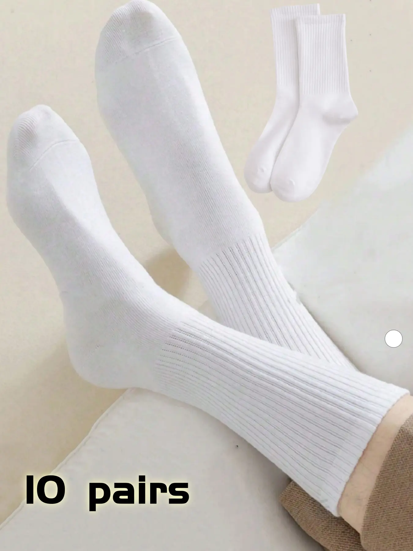 10 Pairs Unisex Solid Color Mid-Calf All Season Socks, Polyester Crew Socks, Casual Comfy Socks, Breathable Sweat-Absorbing Comfort, Casual Work Business Wear, Running Exercise Sports Sock Set