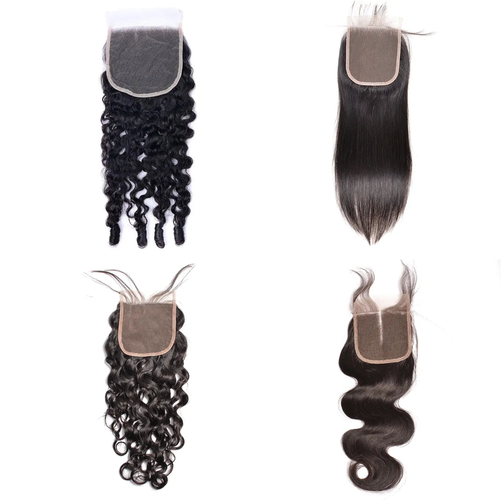 Msgem Hair 4x4 Ultra-thin Transparent Lace Closure Body Wave  burmese curly  Straight Closure  WaterWave  12A Brazilian Virgin Human Hair Closure Free Part Pre Plucked with Baby Hair Natural #Tiktokdealsforyoudays