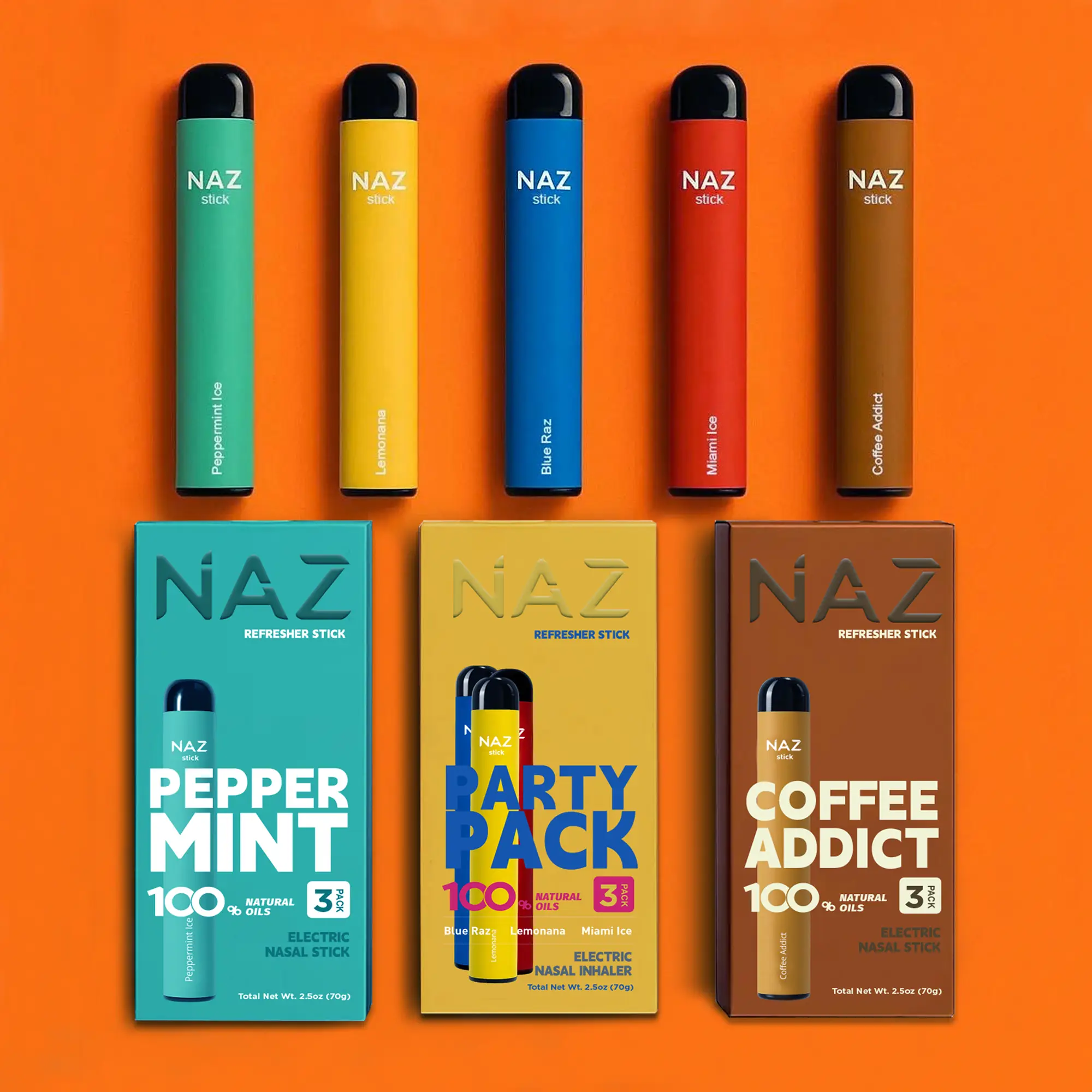 NAZ Electric Nasal Inhaler Stick - Portable Essential Oil Aromatherapy Vaporizer for Sinus Relief Congestion Energy Boost Non-Medicated Cool Refreshin