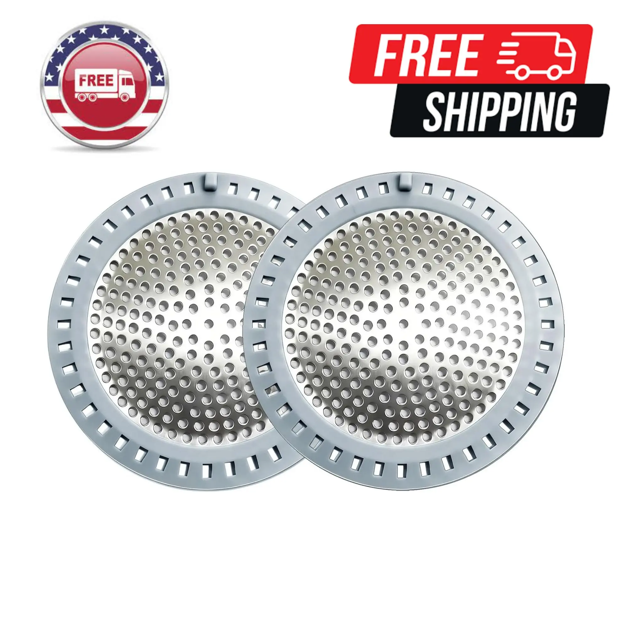 2PCS Shower Drain Hair Catcher, Shower Drain Strainer Silver
