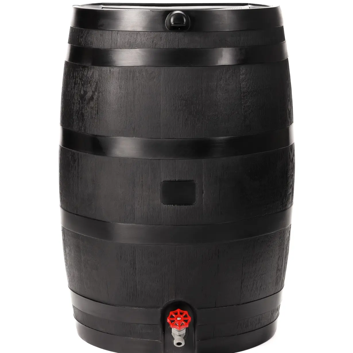 RTS Home Accents Polyethylene 50 Gallon Flat Back Eco Rain Barrel, Black Color