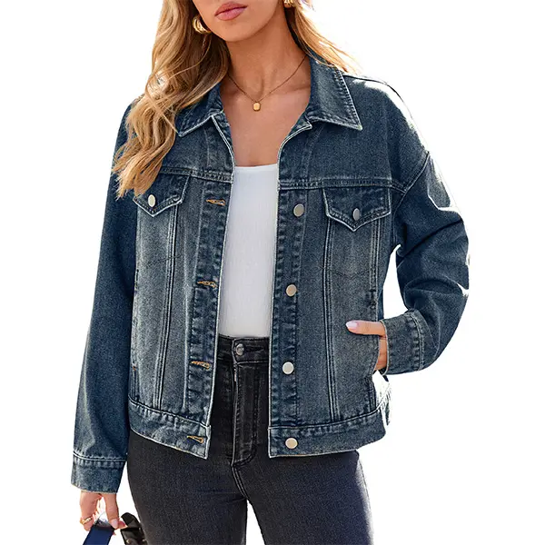 Simplee Womens Jean Jacket | Cropped Denim Jacket Button Down | Fitted Western Y2K Concert Outfits Coats Tops