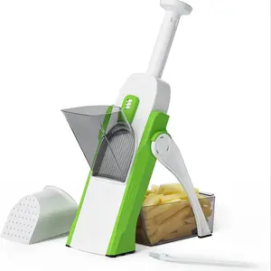 1+vegetable/fruit specific cutter+safety+adjustable thickness of over 30+manual knob for shredding/slicing/cutting strips/diced+suitable for onions, potatoes, cucumbers, carrots, oranges and other vegetables and fruits