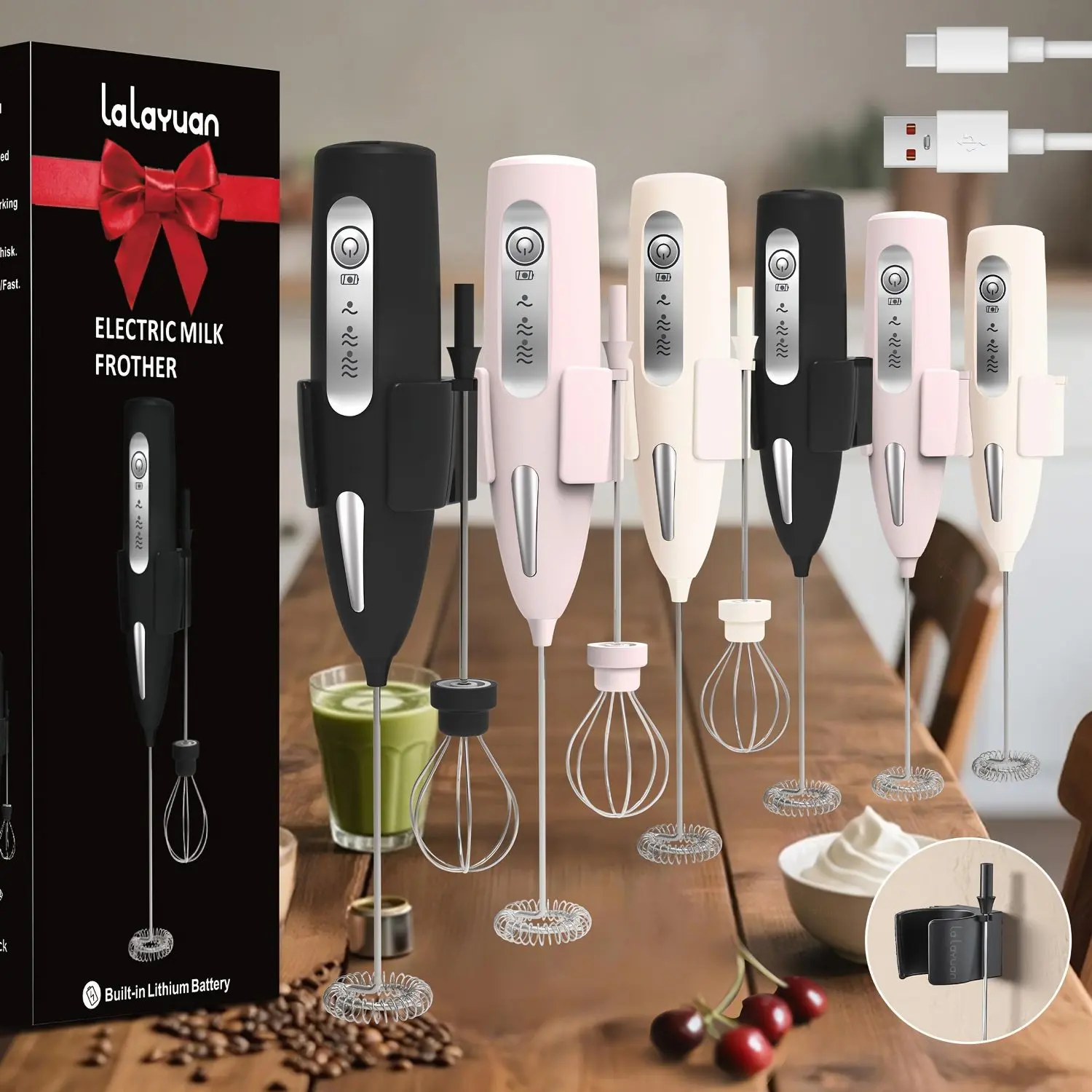 This Is a 3-Speed USB Rechargeable Electric Milk Frother That Comes with Two Interchangeable Heads (One for Making Foam And Another for Whisking Eggs). It'S a Powerful Handheld Mixer That Quickly Creates Foam for Coffee, Cappuccinos