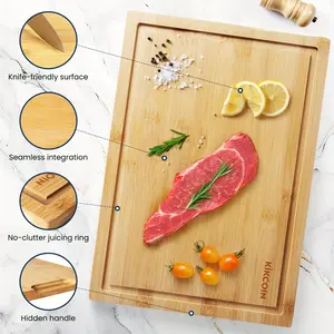 4pcs/1pc Kitchen Bamboo Cutting Board, Chopping Board with Storage Rack And Juice Groove, Essential Kitchen Tools.for Vegetables, Meat, Fruits, Bread Cheese.Great Gift for Family, Friends. Presidents' Day, St. Patrick's Day, Easter, Mother's Day