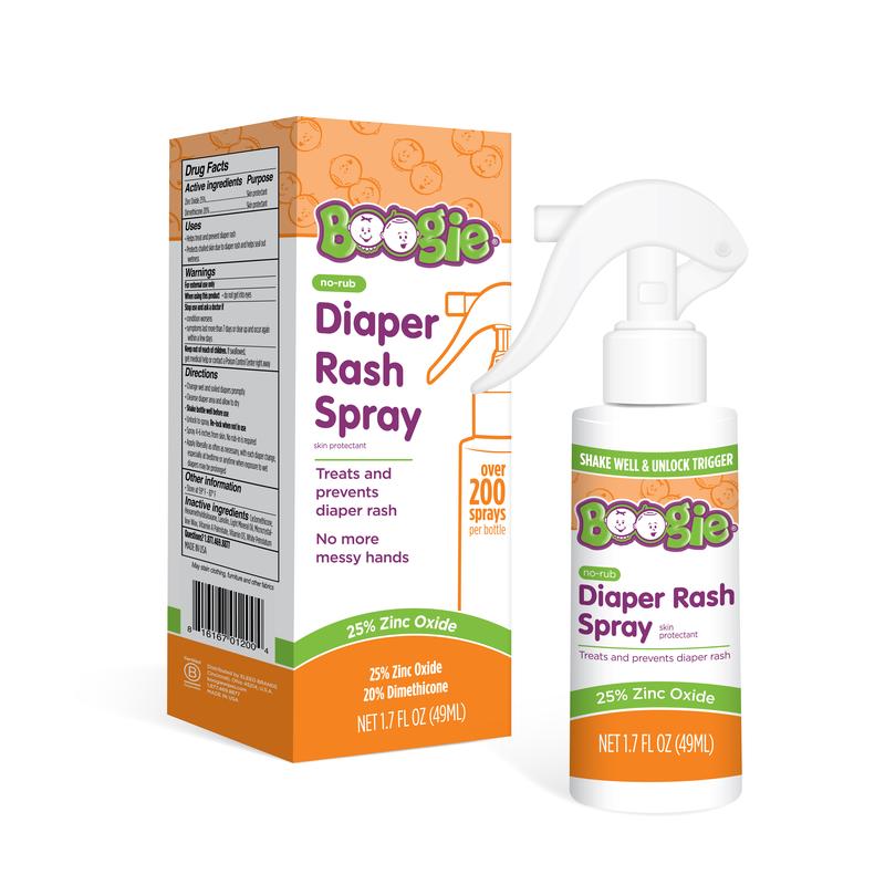 Boogie No-Rub Diaper Rash Spray 1.7 oz – Touch-Free Zinc Oxide Protection for Sensitive Baby Skin (200+ Sprays)