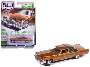 1976 Cadillac Coupe DeVille Amberlite Firemist Metallic "Luxury Cruisers" Series 1/64 Diecast Model Car by Auto World