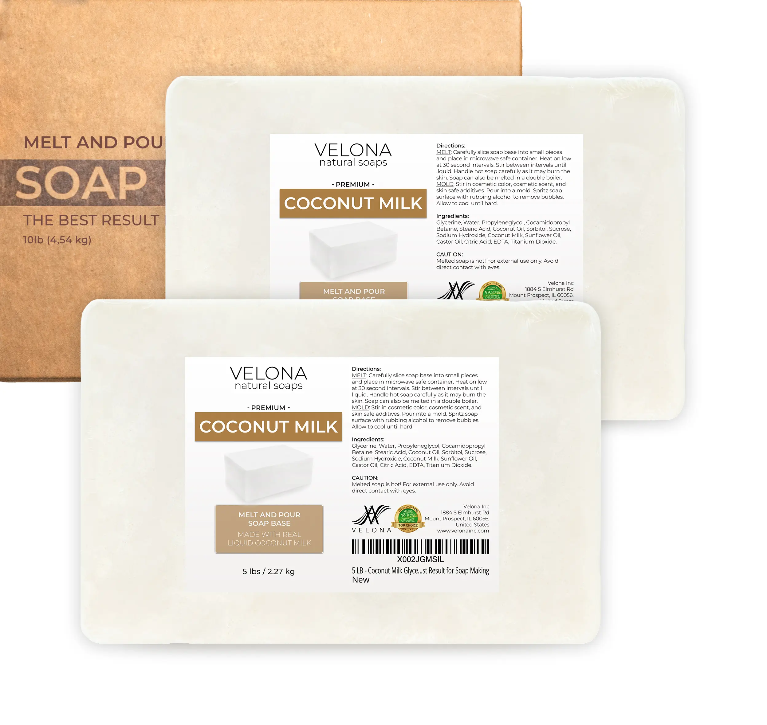 velona 10 LB - Coconut Milk Glycerin Soap Base SLS/SLES Free | Melt and Pour | Natural Bar for The Best Result for Soap Making